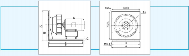 CHR無蝸殼離心通風(fēng)機(jī)外觀尺寸1 CHR無蝸殼離心通風(fēng)機(jī)外觀尺寸1