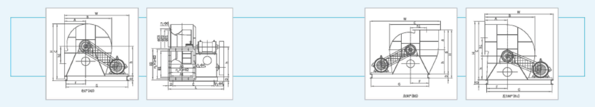 XFB離心風(fēng)機的外型尺寸 XFB離心風(fēng)機的外型尺寸